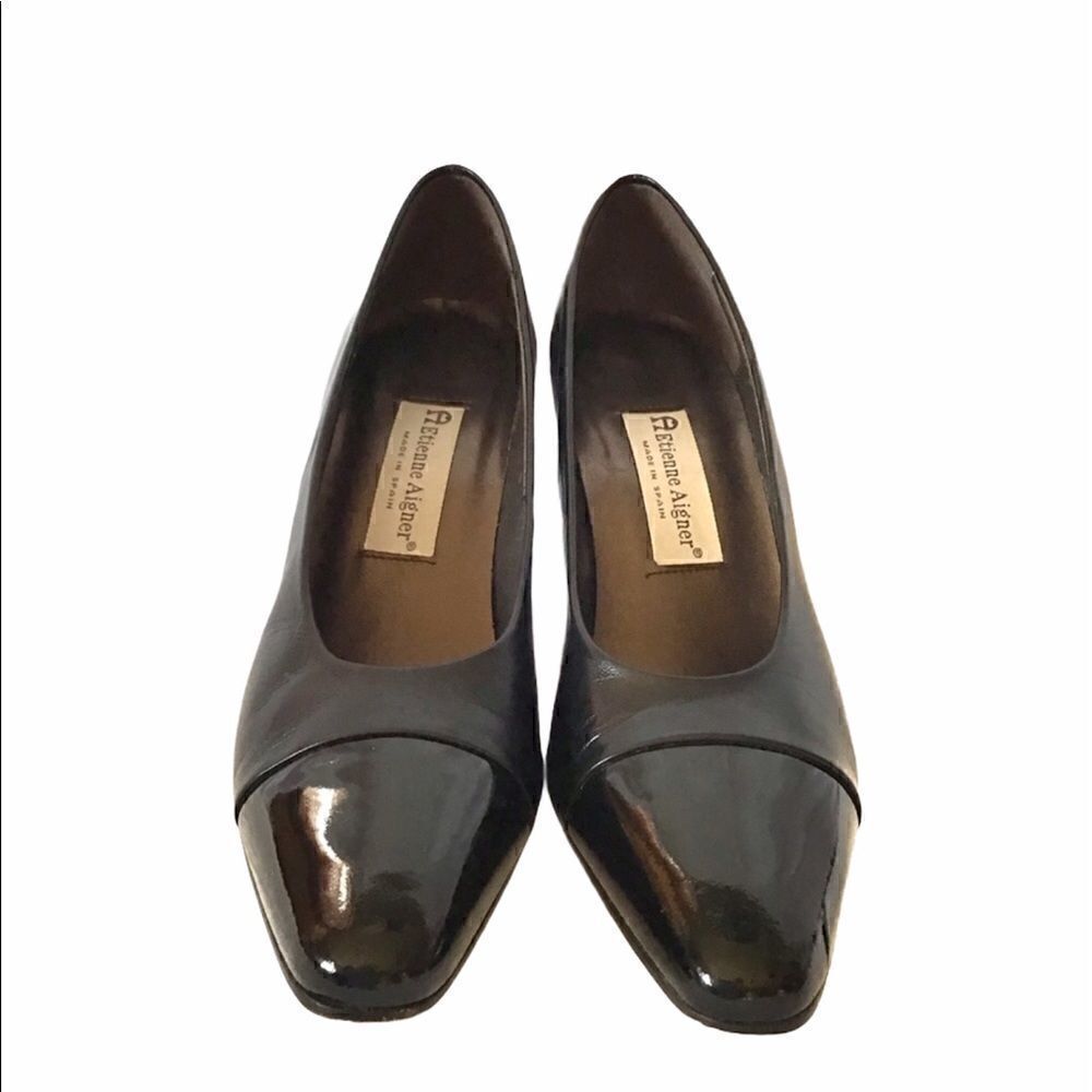 Etienne Aigner Leather Cap Toe Pumps - Picture 4 of 8
